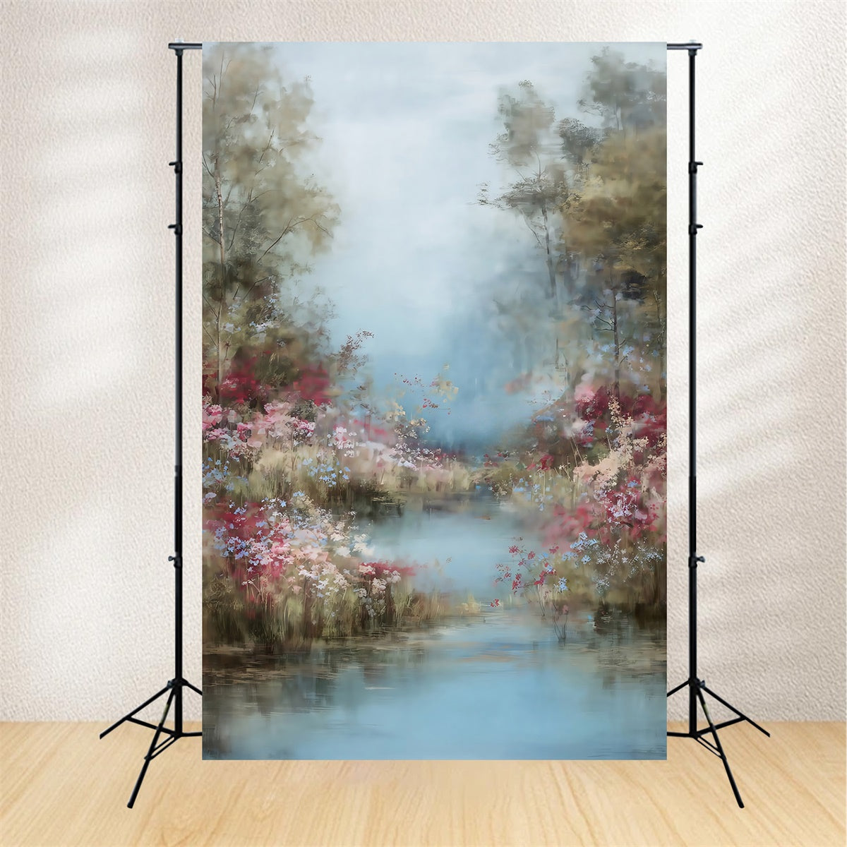 Ölgemälde Fotografie Backdrop Wildblumen Bach Hintergrund MRR7-204