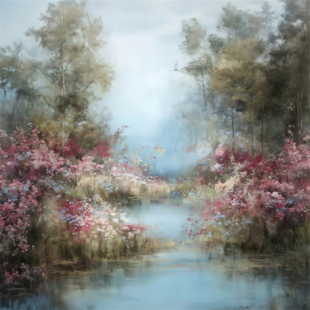Ölgemälde Fotografie Backdrop Wildblumen Bach Hintergrund MRR7-204