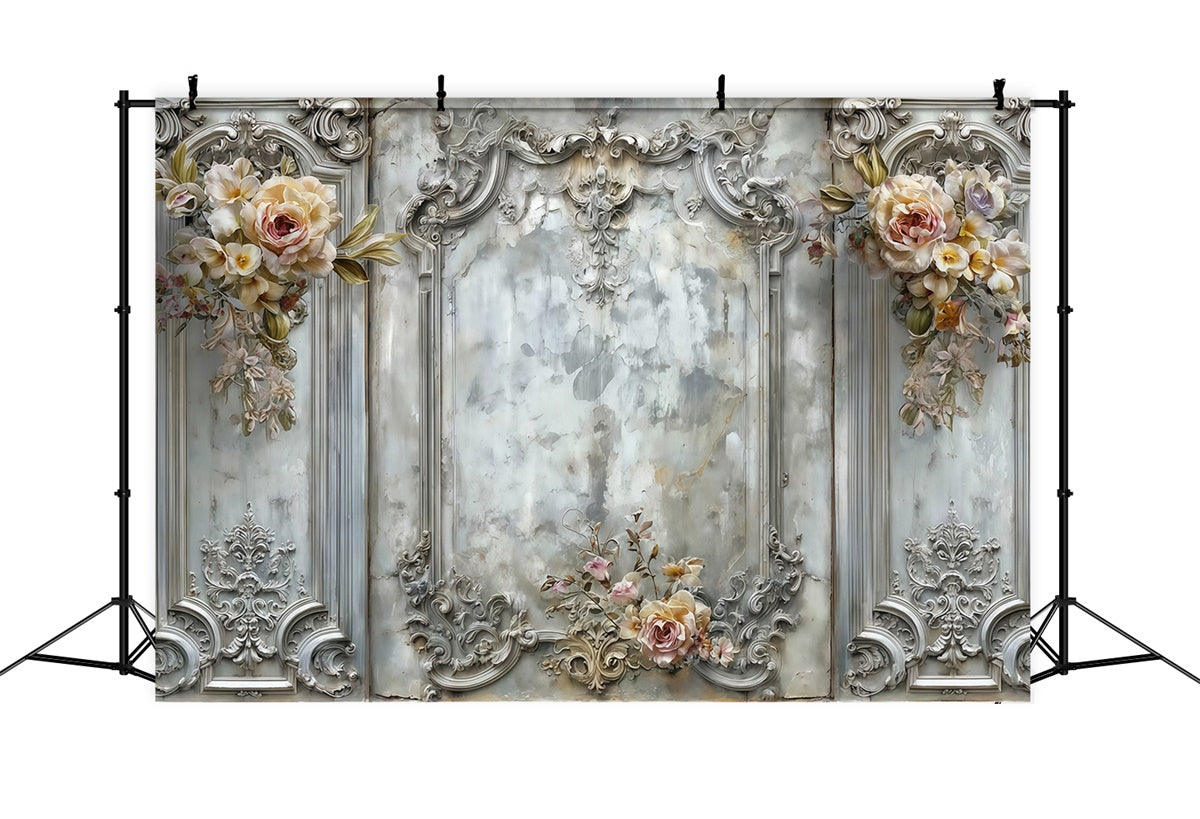 Barocke Hintergrundkulisse Verblühte Blüte Vintage Wand Fotohintergrund MRR7-213