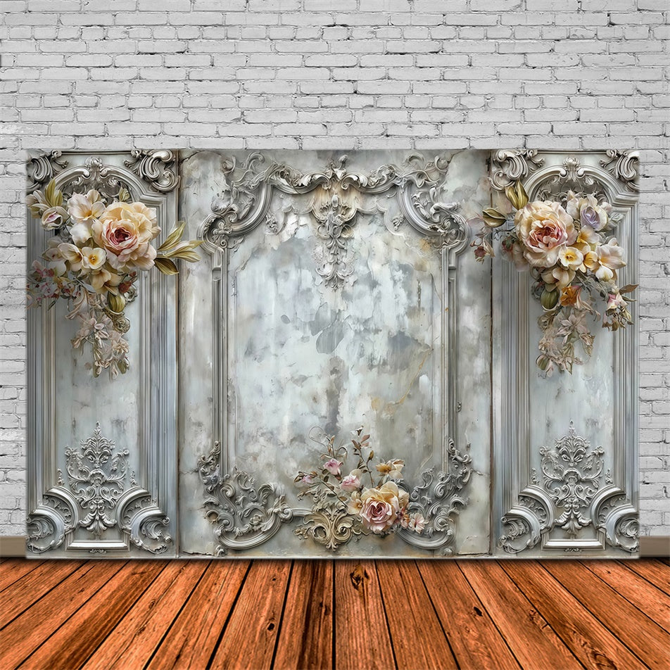 Barocke Hintergrundkulisse Verblühte Blüte Vintage Wand Fotohintergrund MRR7-213
