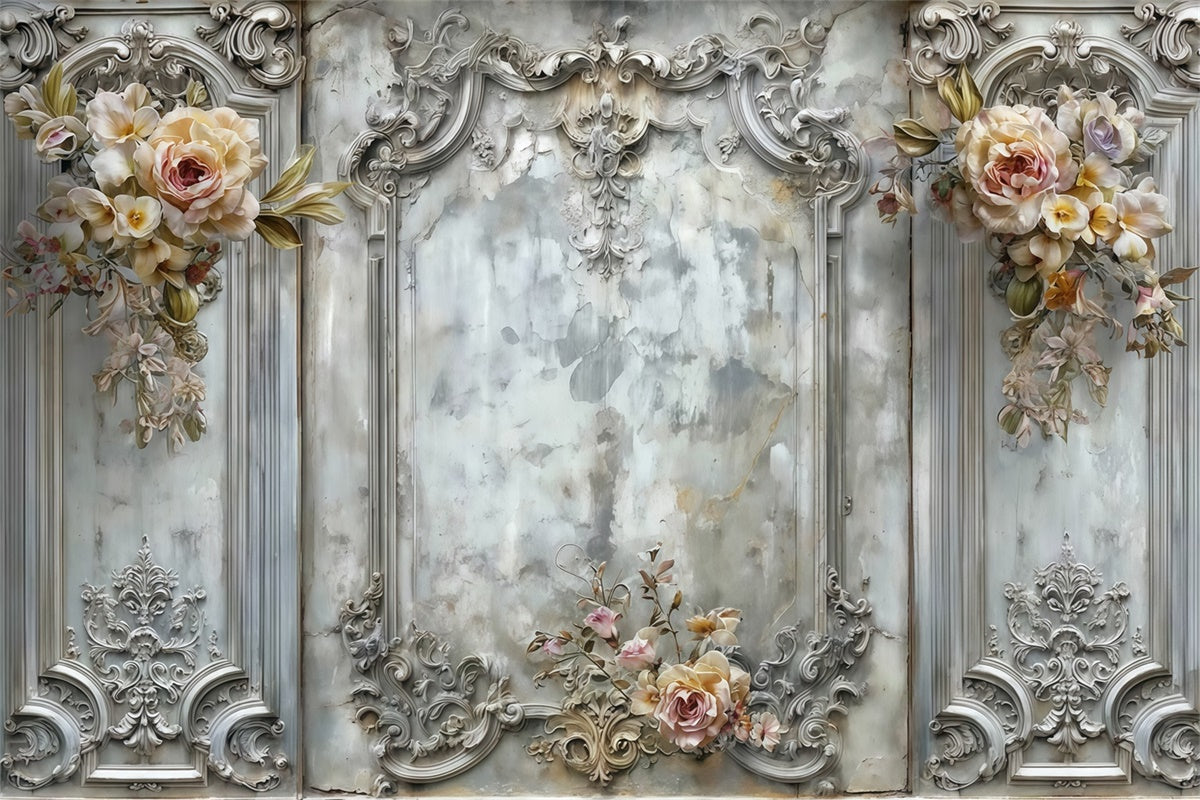Barocke Hintergrundkulisse Verblühte Blüte Vintage Wand Fotohintergrund MRR7-213