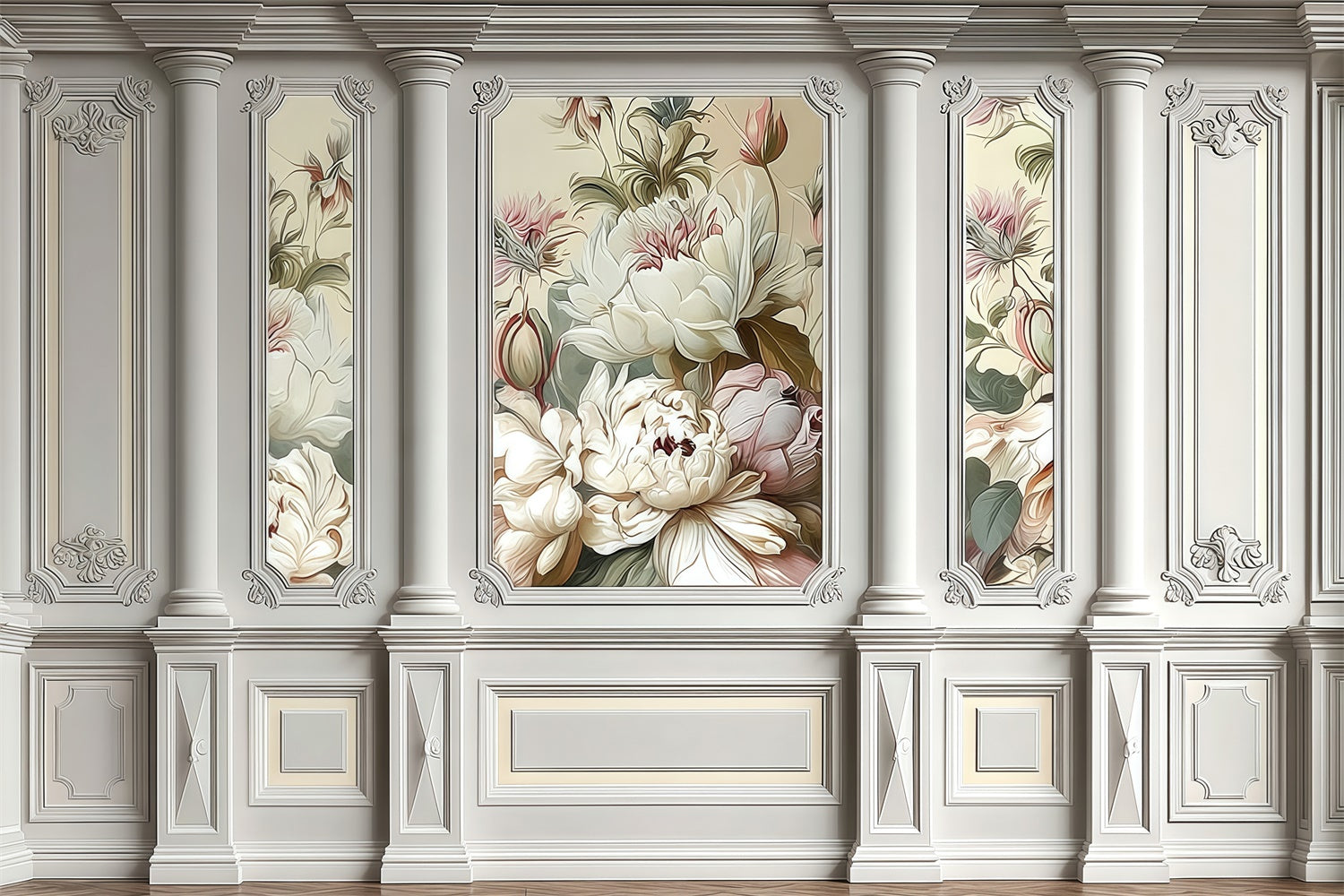 Rokoko-Backdrop Garten geschnitzt Vintage Wand Fotohintergrund MRR7-216