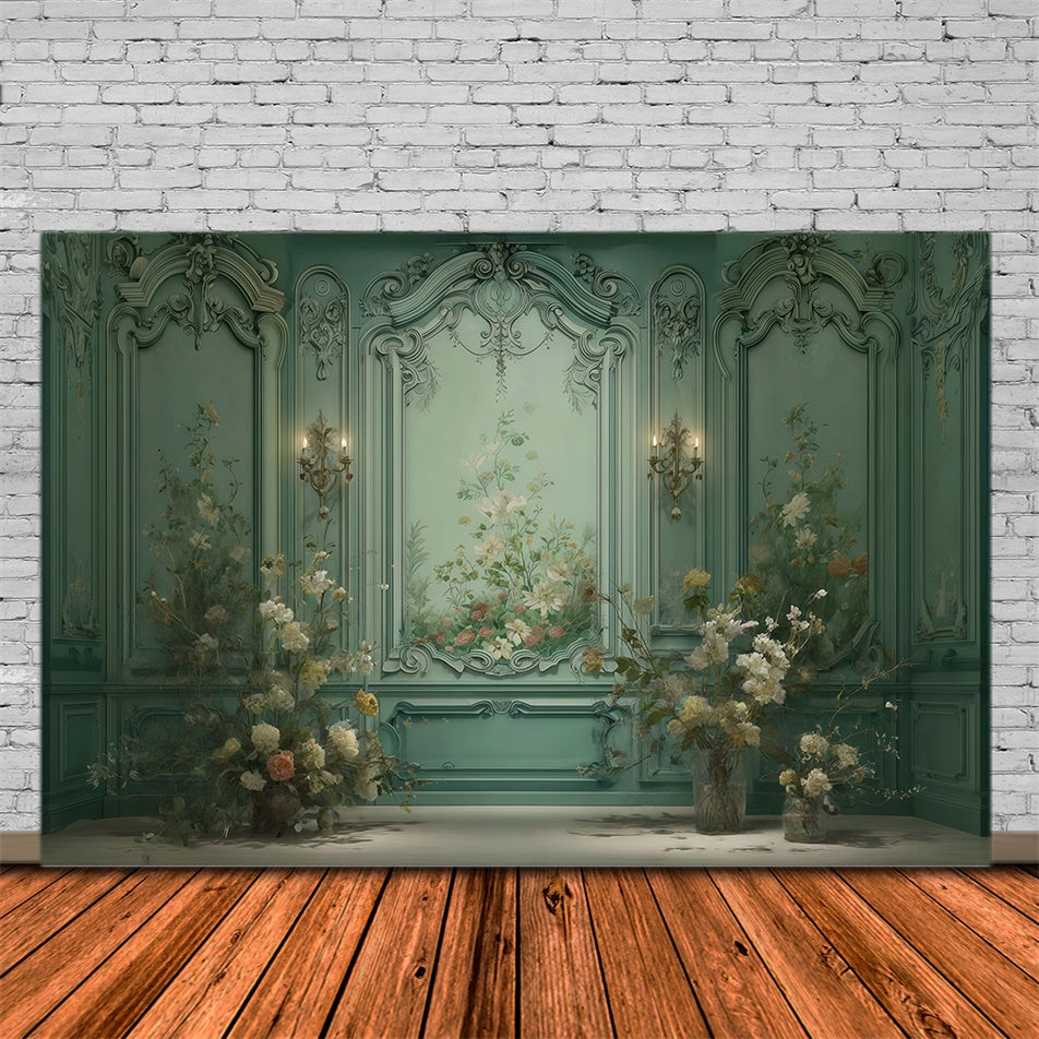 Weinlese-Wandhintergrund Eleganter verzauberter Blumen Fotohintergrund MRR7-222