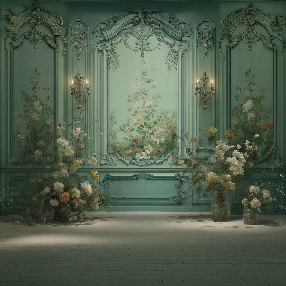 Weinlese-Wandhintergrund Eleganter verzauberter Blumen Fotohintergrund MRR7-222