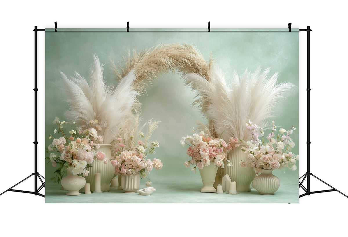 Boho Fotohintergrund Fotografie cremefarbenes Blütenblatt Vase Hintergrund MRR7-242