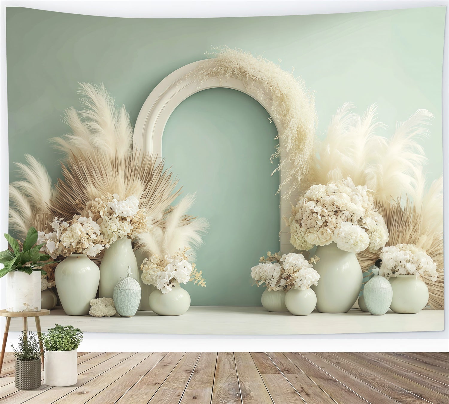 Boho Fotografie Hintergrund Elfenbein Blüte Bogen Hintergrund MRR7-243
