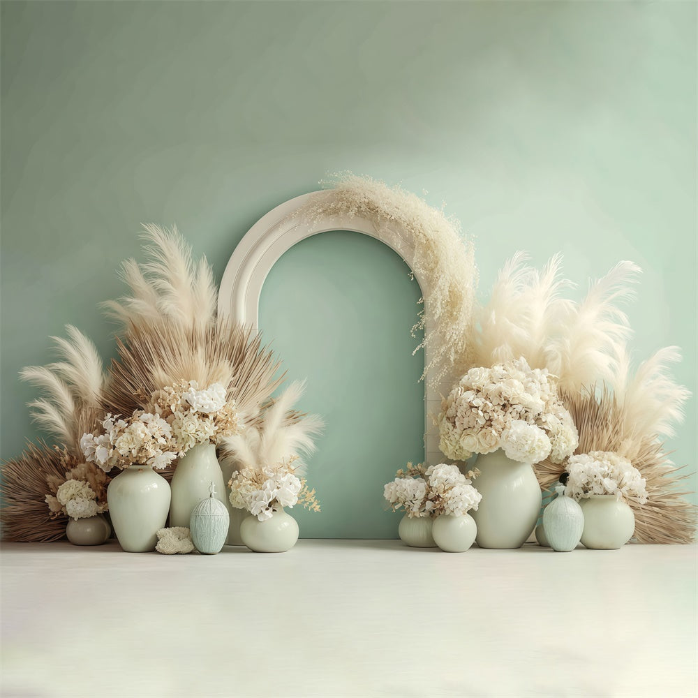 Boho Fotografie Hintergrund Elfenbein Blüte Bogen Hintergrund MRR7-243