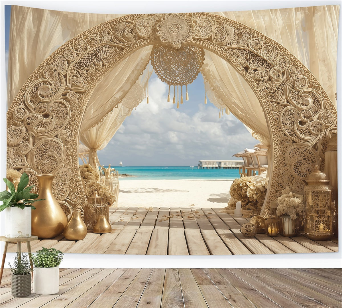 Boho Backdrop Küstentraum Strand Bogen Hintergrund MRR7-248