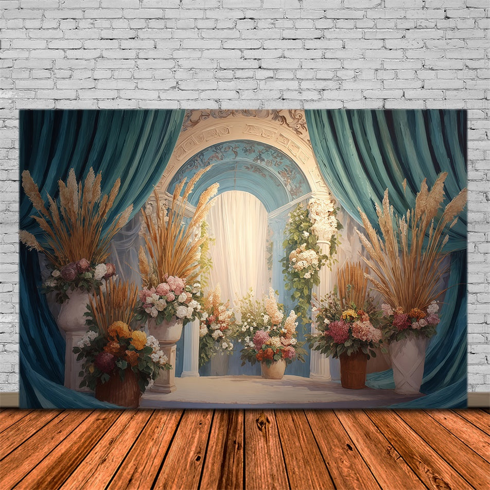 Boho-Fotohintergrund Vintage Hof Blumenhintergrund MRR7-250