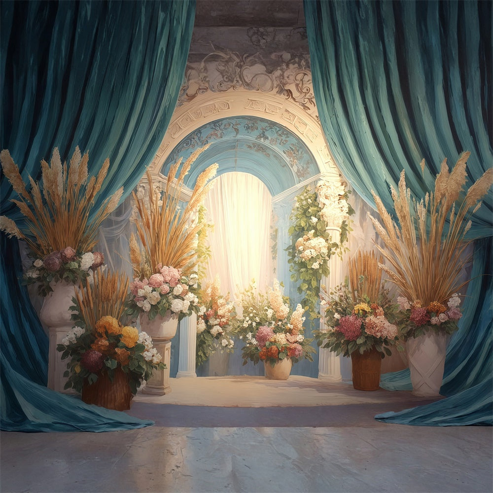 Boho-Fotohintergrund Vintage Hof Blumenhintergrund MRR7-250