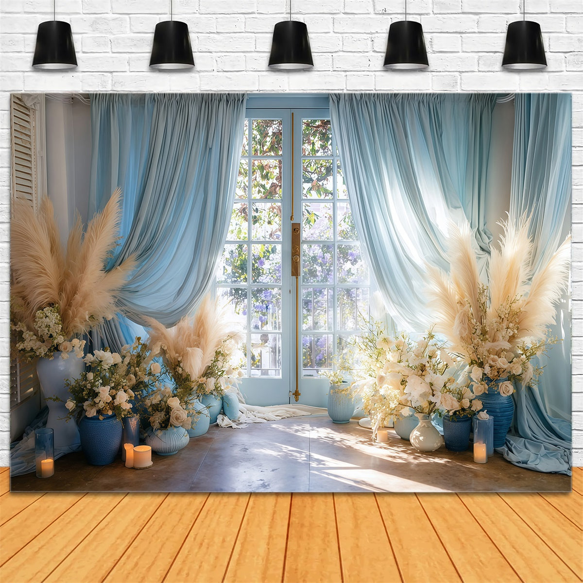 Bohemian Fotohintergrund Französisch Fenster Blumenhintergrund MRR7-251