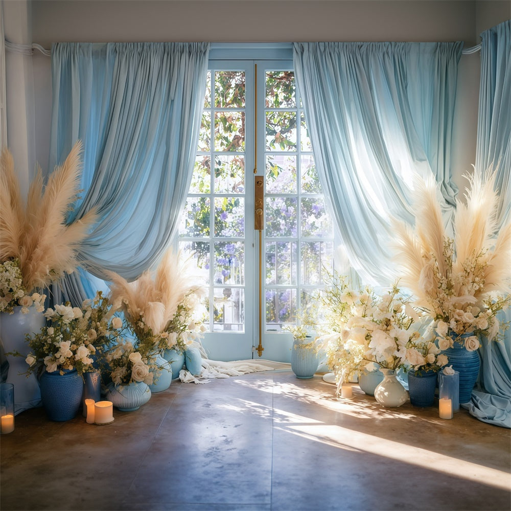 Bohemian Fotohintergrund Französisch Fenster Blumenhintergrund MRR7-251