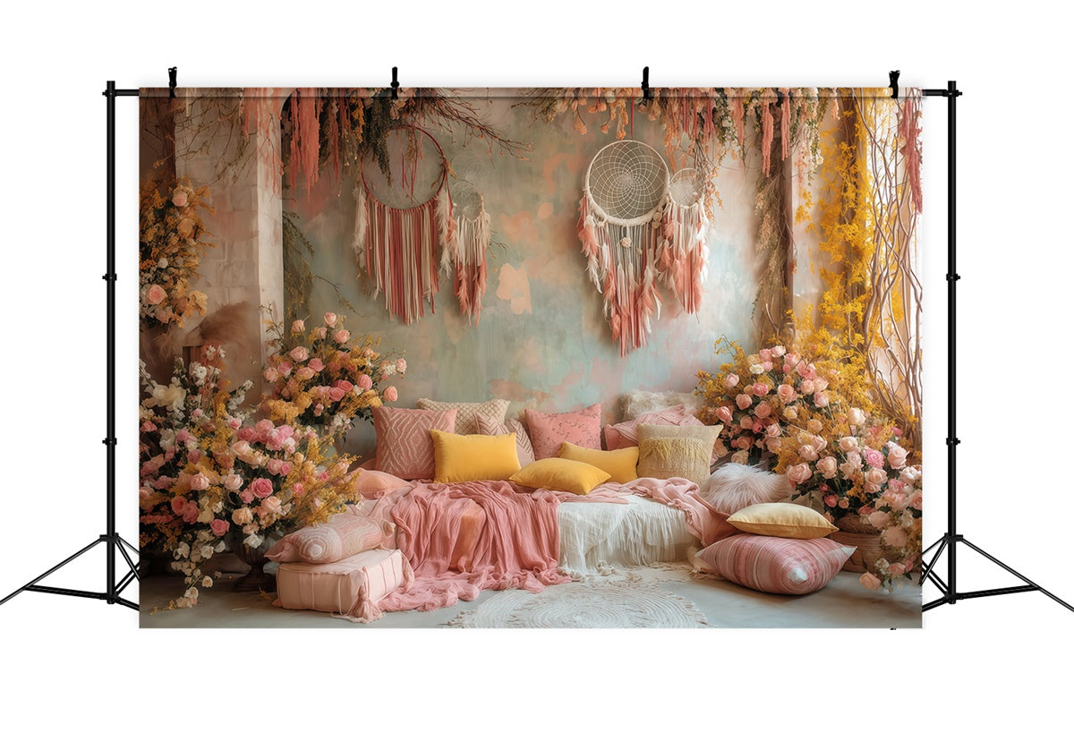 Boho Fotografie Backdrop Dreamy Boho Zimmer Fotohintergrund MRR7-253