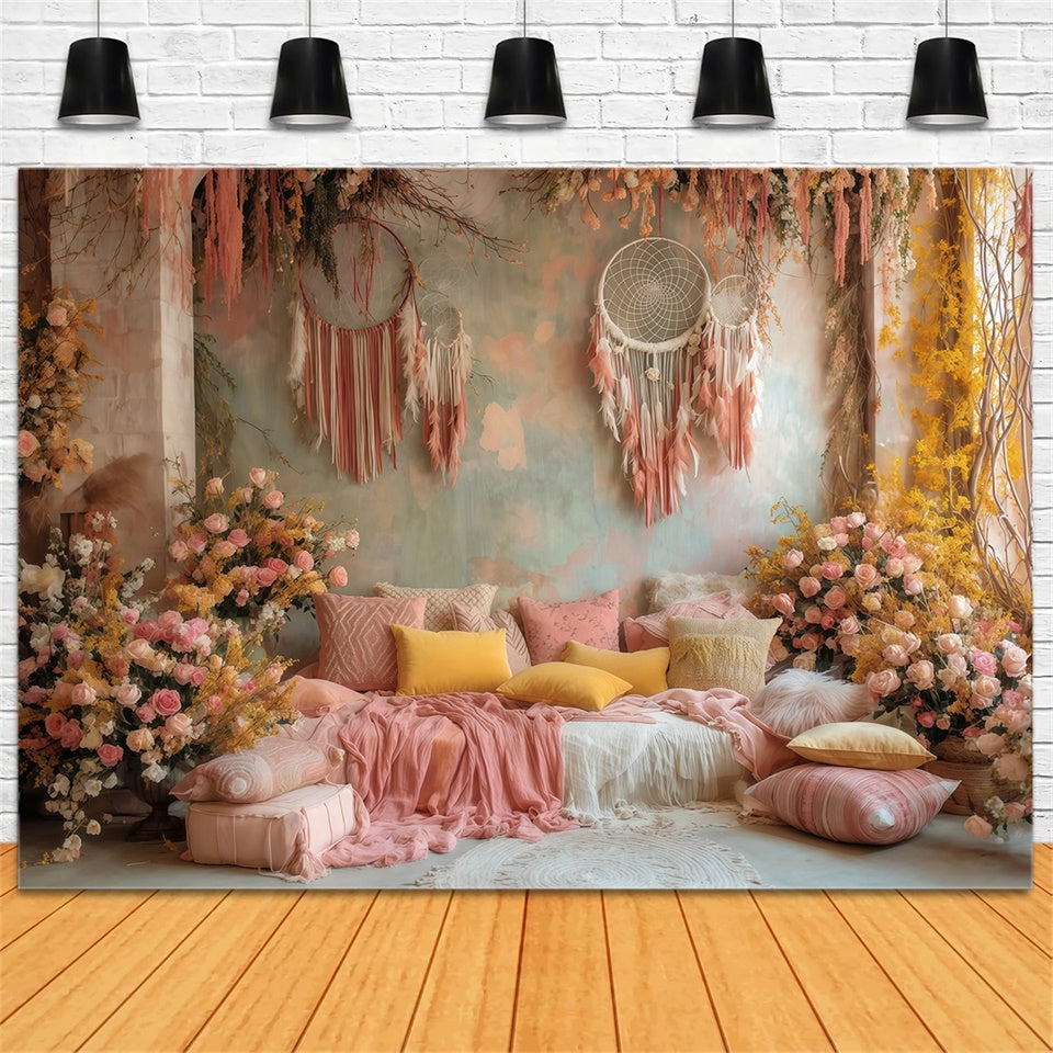 Boho Fotografie Backdrop Dreamy Boho Zimmer Fotohintergrund MRR7-253