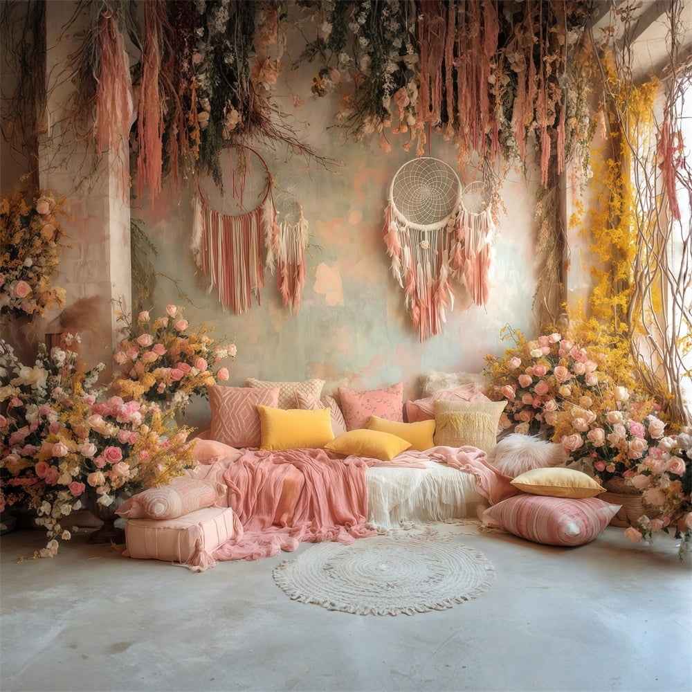 Boho Fotografie Backdrop Dreamy Boho Zimmer Fotohintergrund MRR7-253