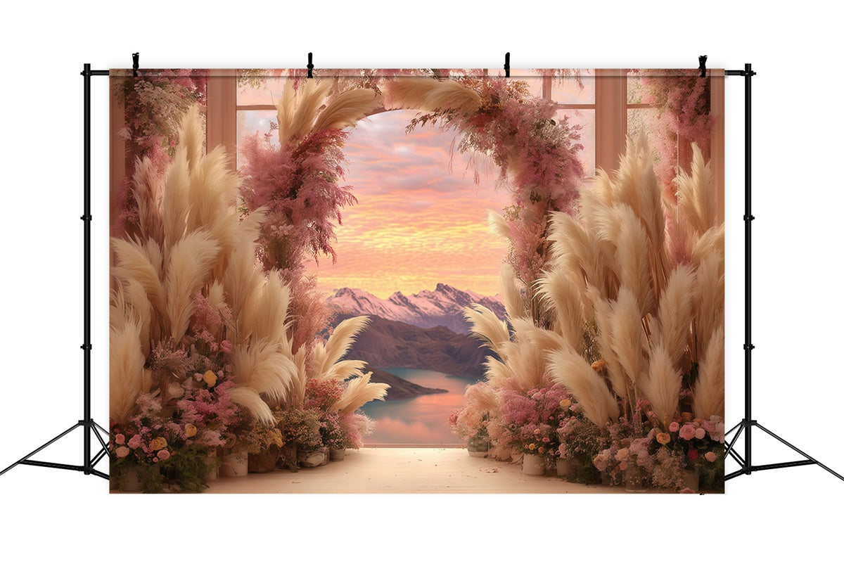Bohemian Style Backdrop Sonnenuntergang Bergblick Fotohintergrund MRR7-260