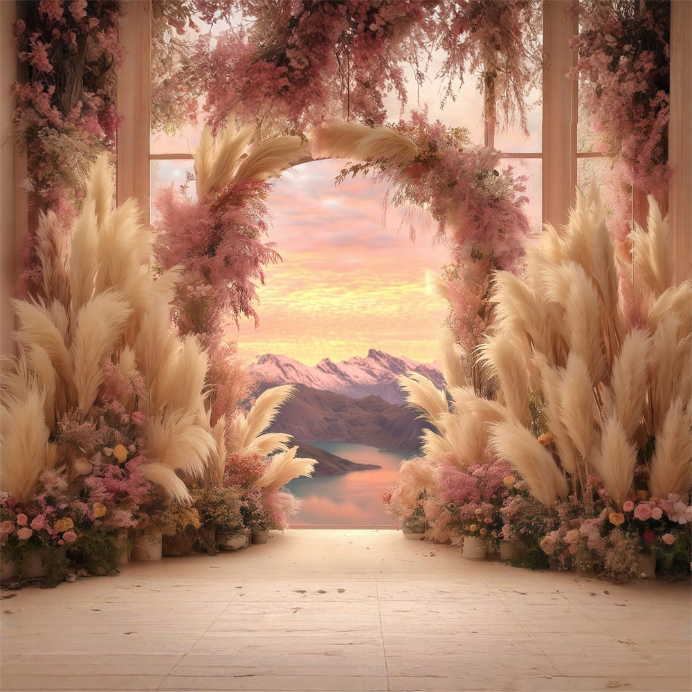 Bohemian Style Backdrop Sonnenuntergang Bergblick Fotohintergrund MRR7-260