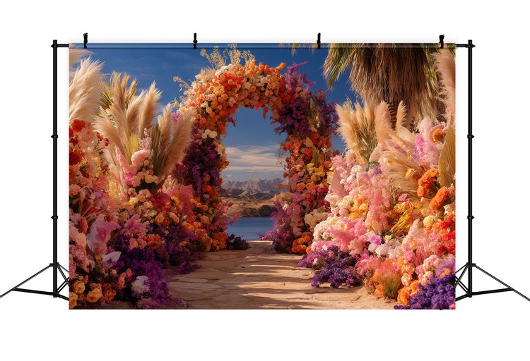 Bohemian Fotohintergrund Tropische Blüte Bogen Hintergrund MRR7-262