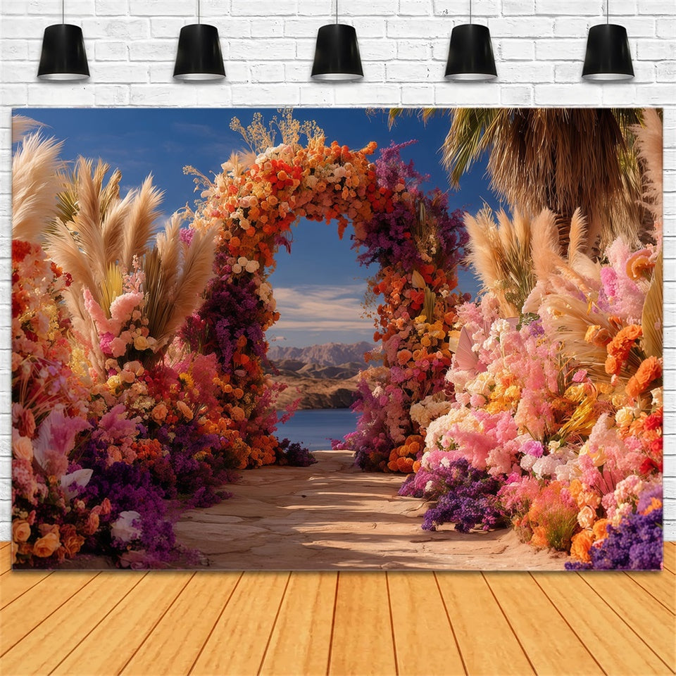 Bohemian Fotohintergrund Tropische Blüte Bogen Hintergrund MRR7-262