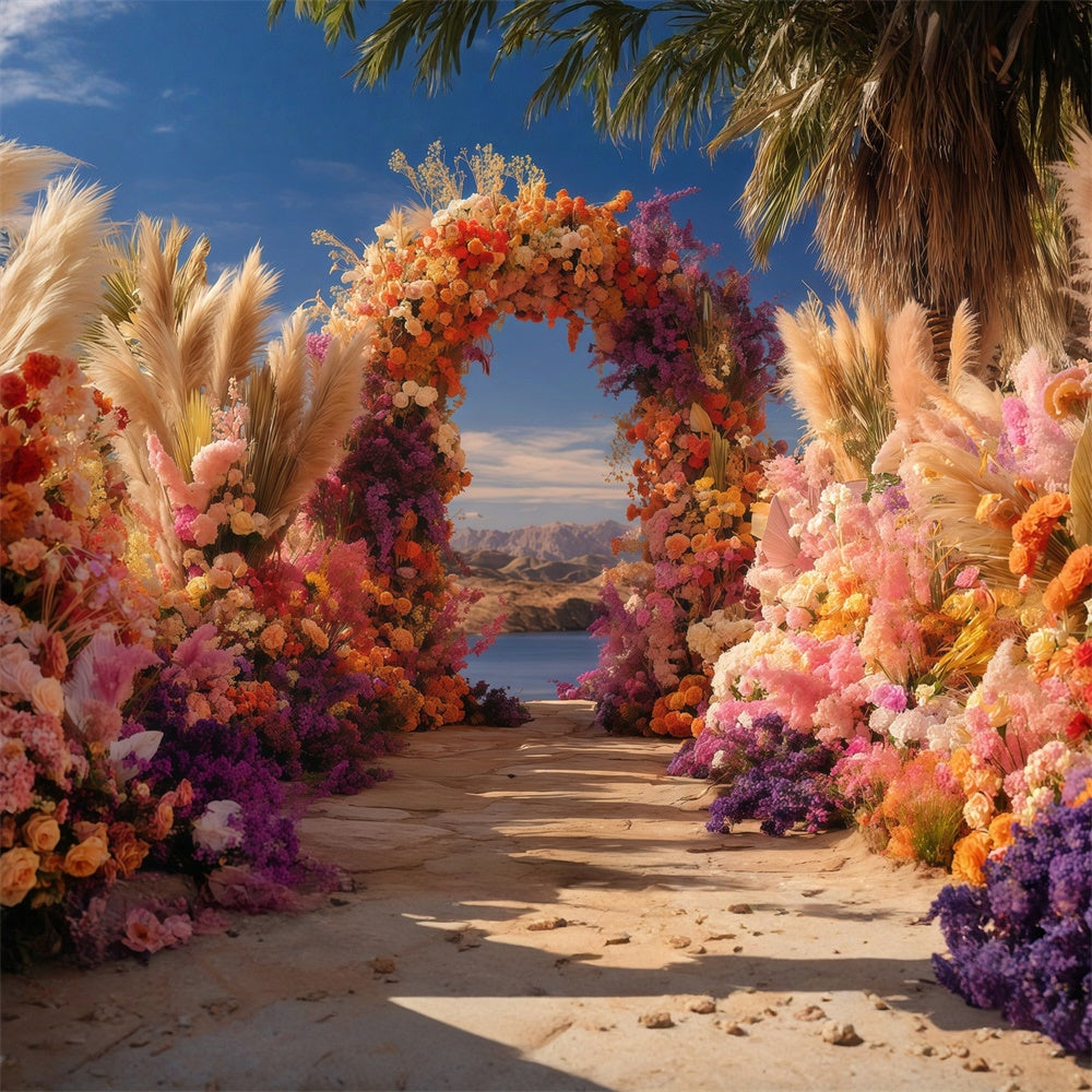 Bohemian Fotohintergrund Tropische Blüte Bogen Hintergrund MRR7-262