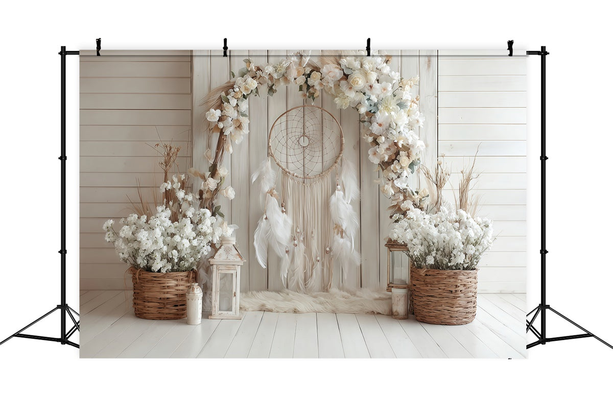 Boho Backdrop Fotografie Charme Floral Wood Fotohintergrund MRR7-264