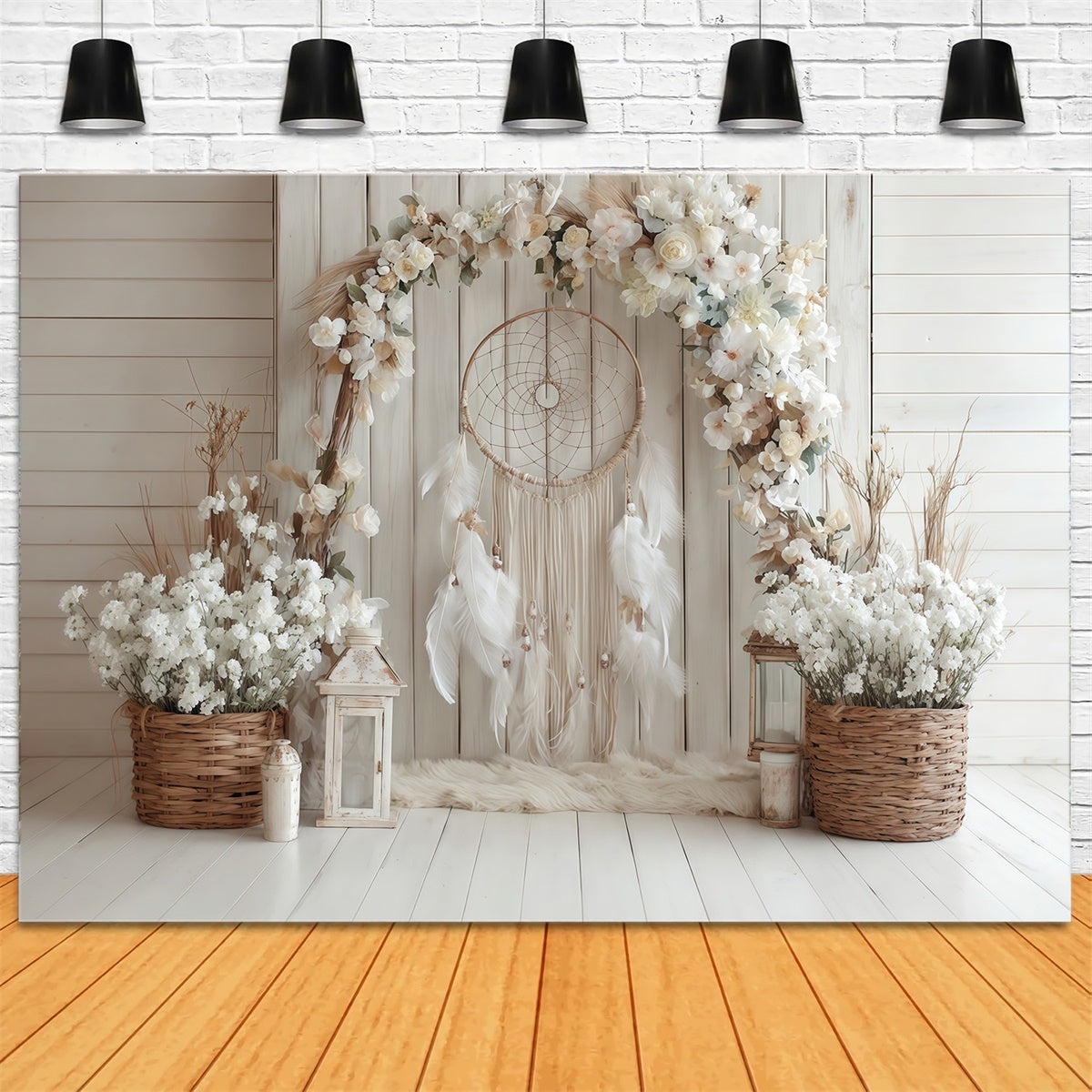 Boho Backdrop Fotografie Charme Floral Wood Fotohintergrund MRR7-264