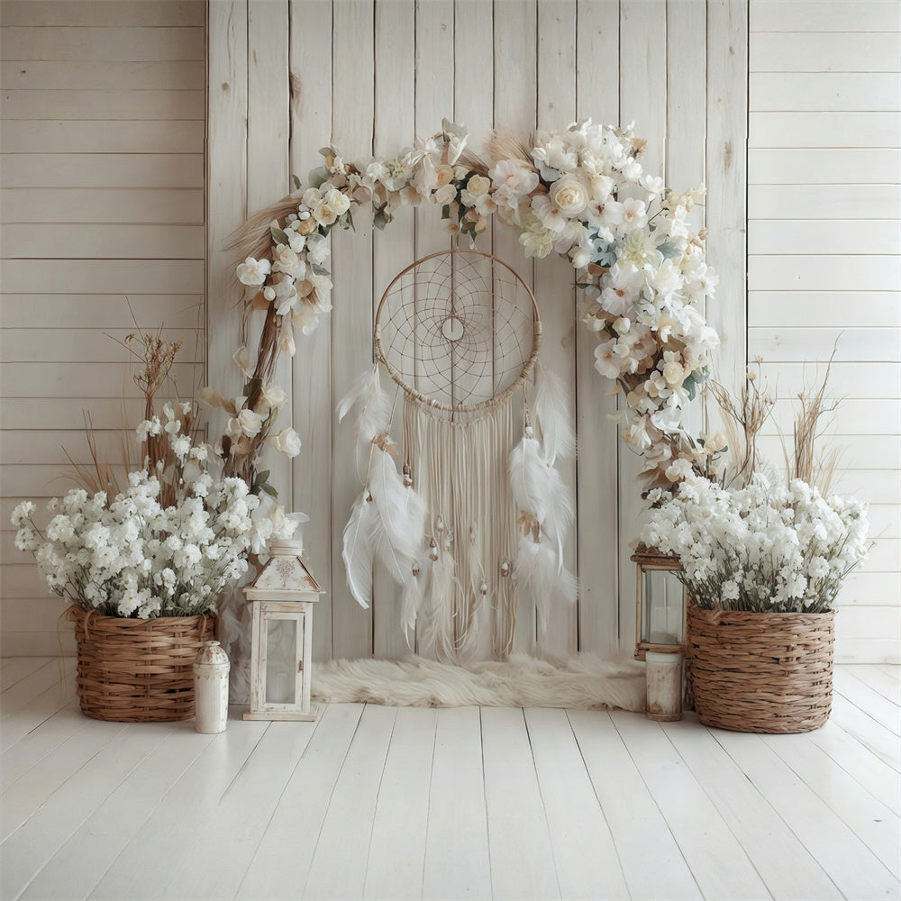 Boho Backdrop Fotografie Charme Floral Wood Fotohintergrund MRR7-264