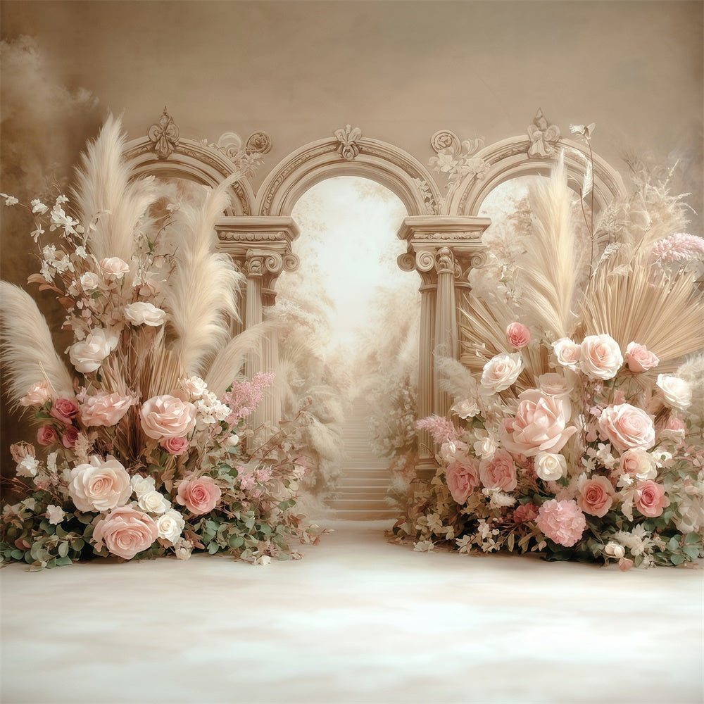 Boho Fotohintergrund Cremig Floral Fantasy Hintergrund MRR7-269