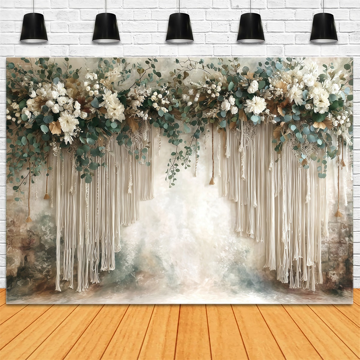 Bohemian Style Backdrop Elfenbein Fransen Garten Fotohintergrund MRR7-271
