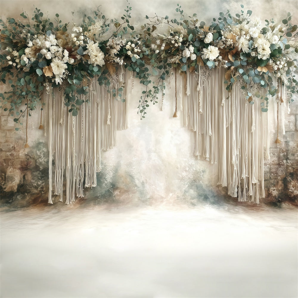 Bohemian Style Backdrop Elfenbein Fransen Garten Fotohintergrund MRR7-271