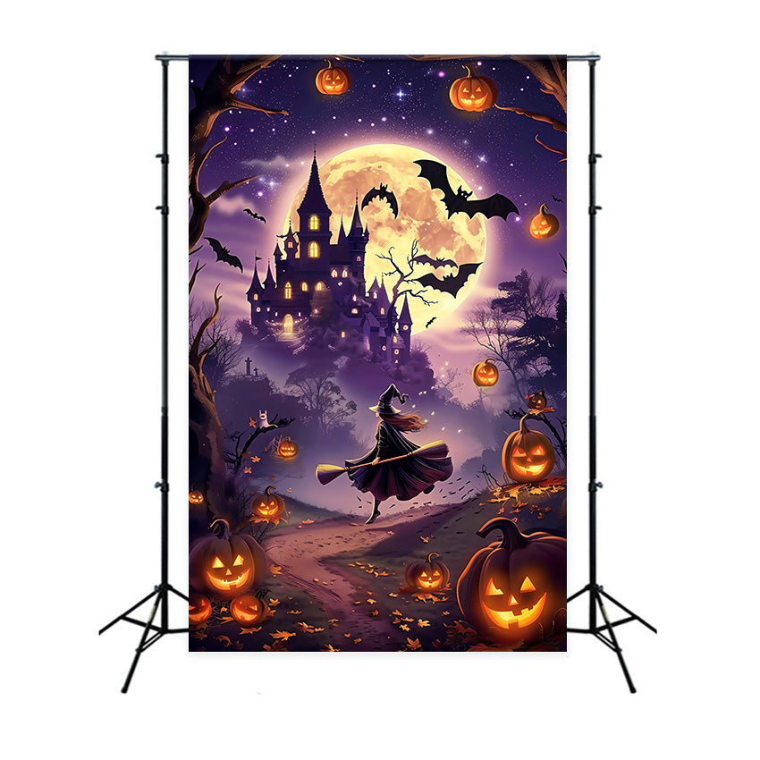 Halloween-Hexen-Hintergrundkulisse Mondlicht-Zauberfahrt-Hintergrundkulisse MRR7-51