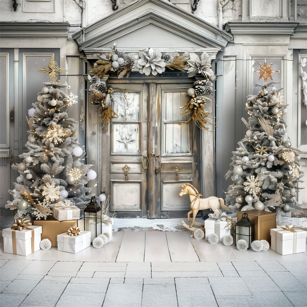 Weihnachten Fotokulisse Luxus Urlaub Eingang Hintergrund MRR7-57