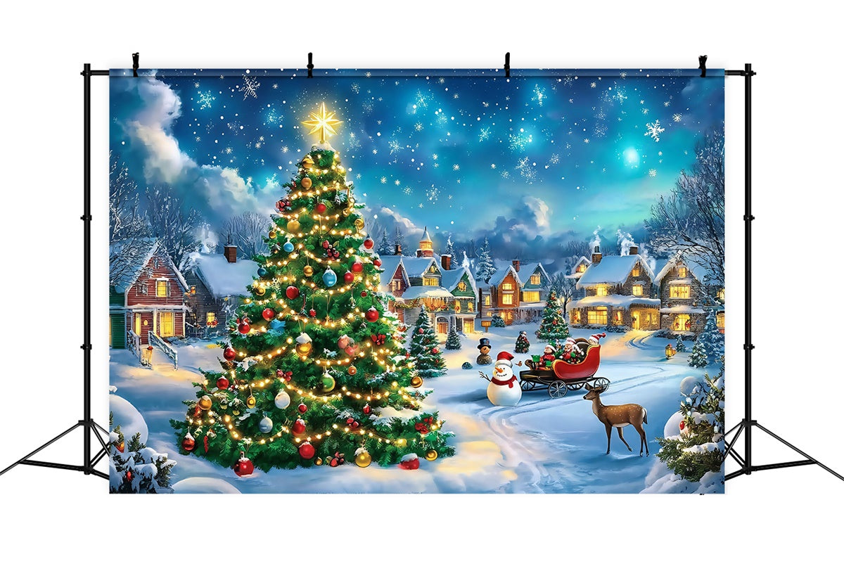 Weihnachtsdorf-Hintergrundkulisse Klassischer Urlaubs-Charme-Hintergrundkulisse MRR7-64