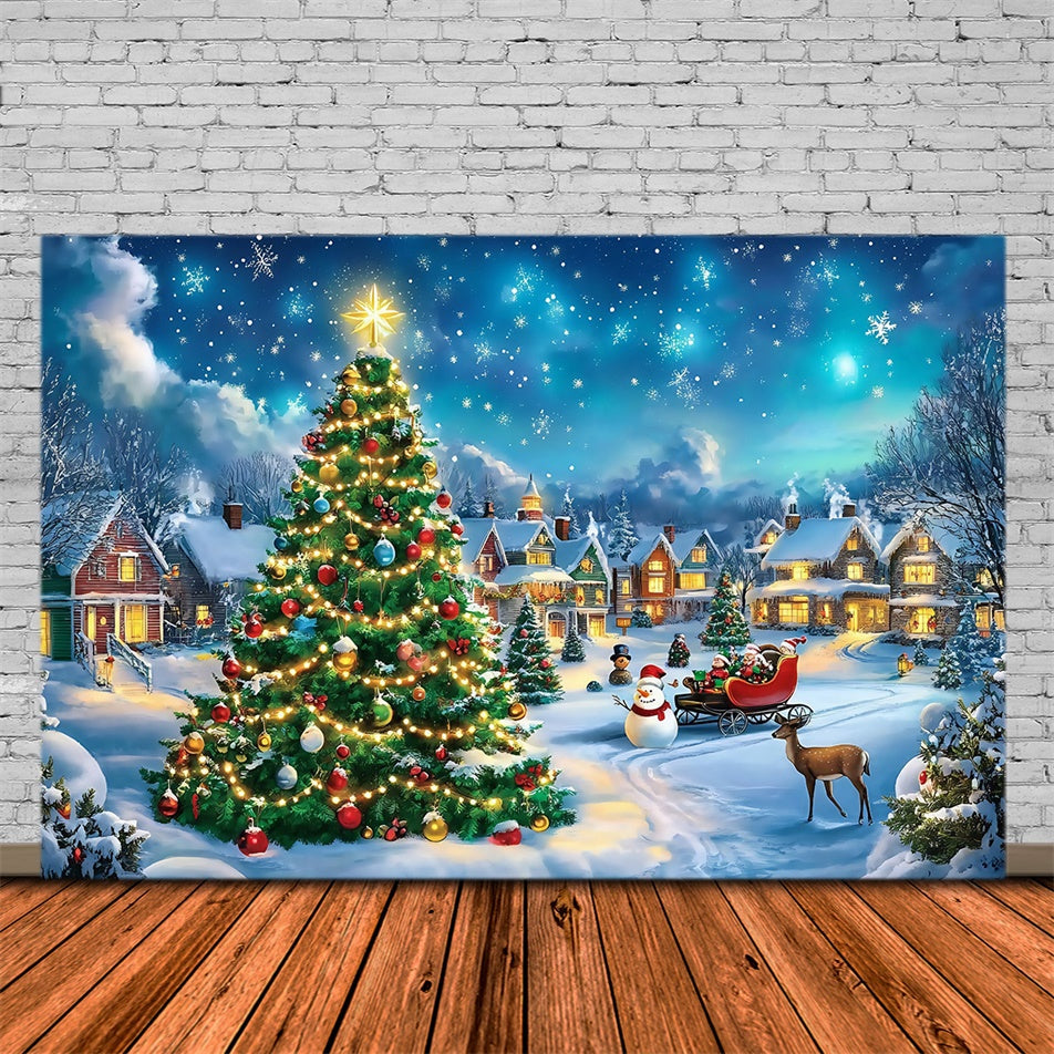 Weihnachtsdorf-Hintergrundkulisse Klassischer Urlaubs-Charme-Hintergrundkulisse MRR7-64