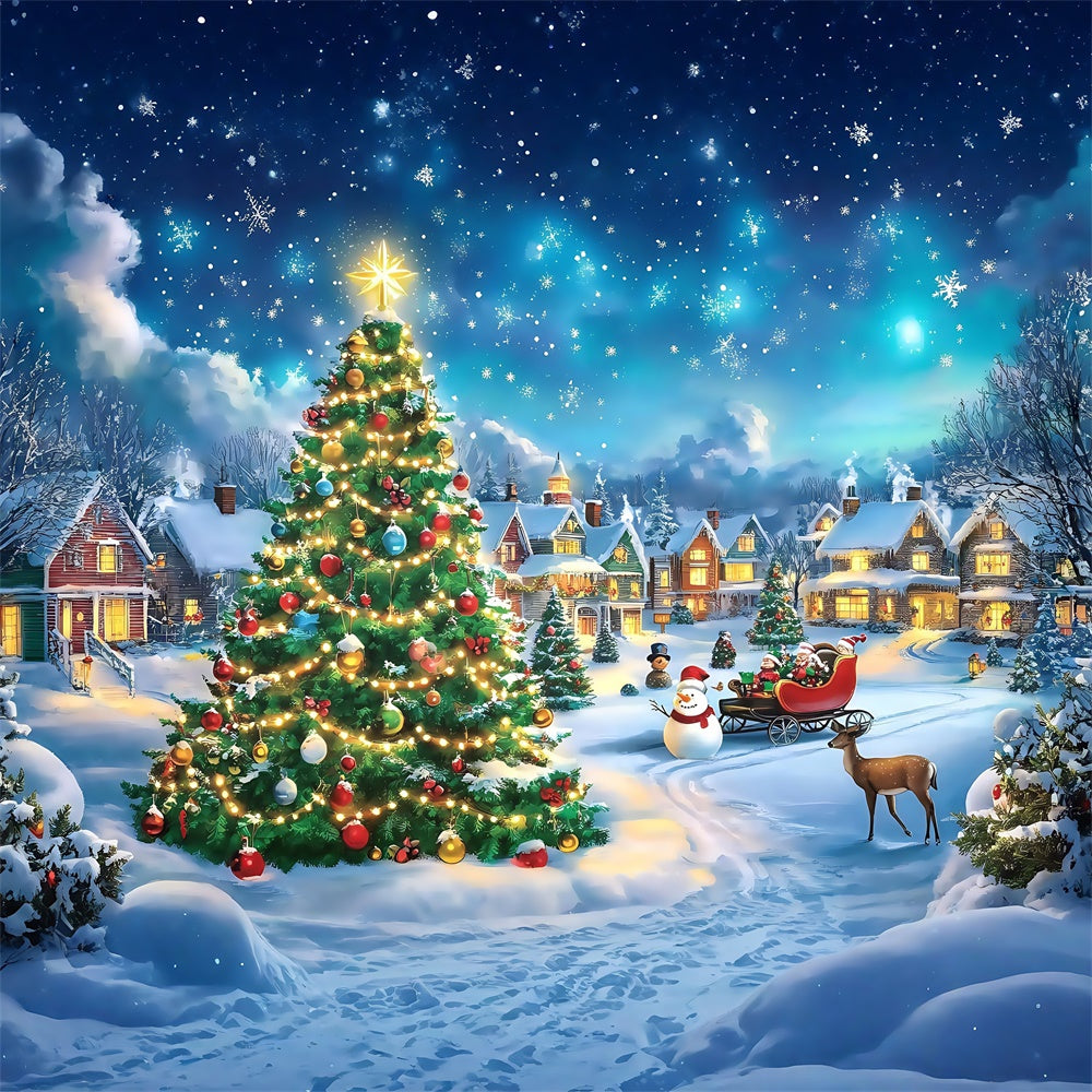 Weihnachtsdorf-Hintergrundkulisse Klassischer Urlaubs-Charme-Hintergrundkulisse MRR7-64