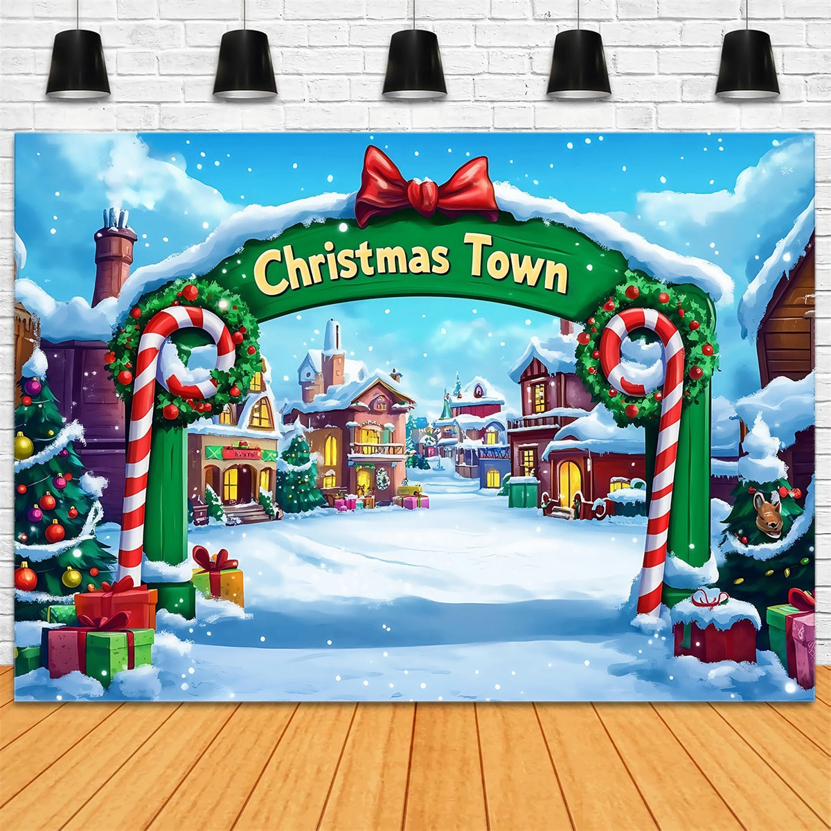 Weihnachtsdorf Backdrop Festlicher Torbogen Willkommen Backdrop MRR7-65