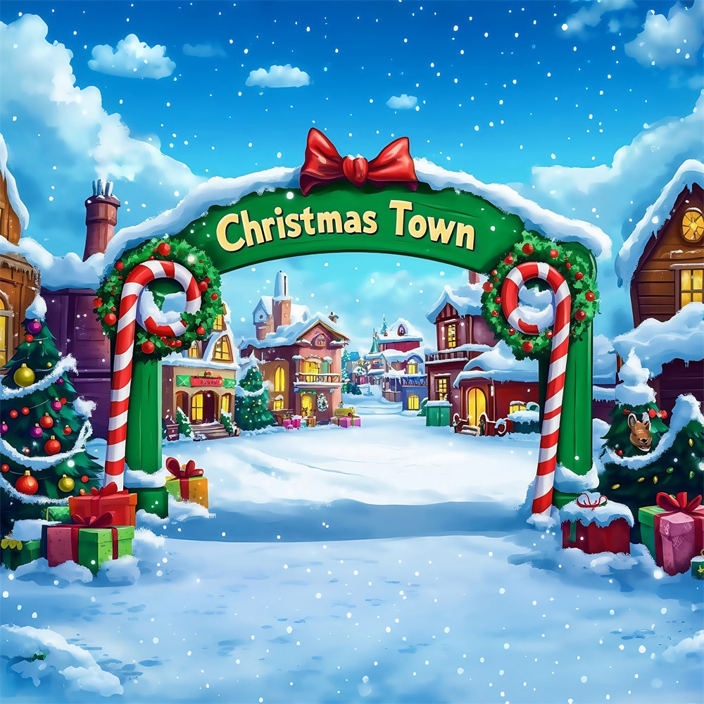 Weihnachtsdorf Backdrop Festlicher Torbogen Willkommen Backdrop MRR7-65