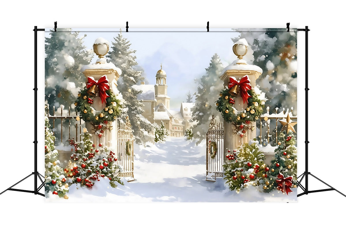 Weihnachten Fotografie Hintergrundkulissen Holiday Manor Tor Hintergrund MRR7-72
