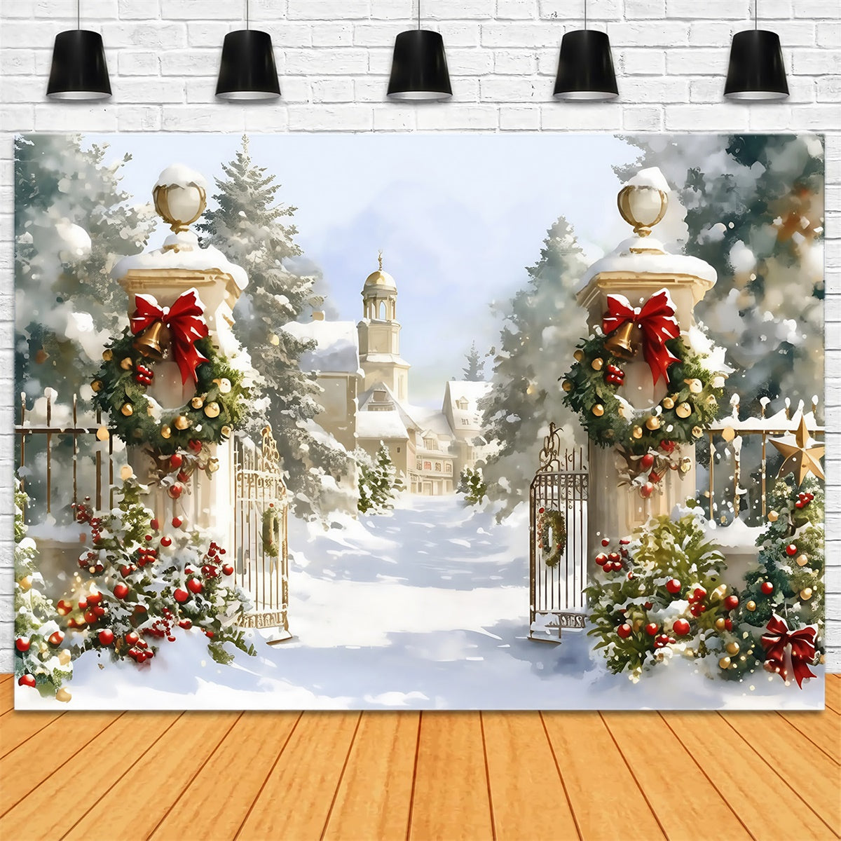 Weihnachten Fotografie Hintergrundkulissen Holiday Manor Tor Hintergrund MRR7-72
