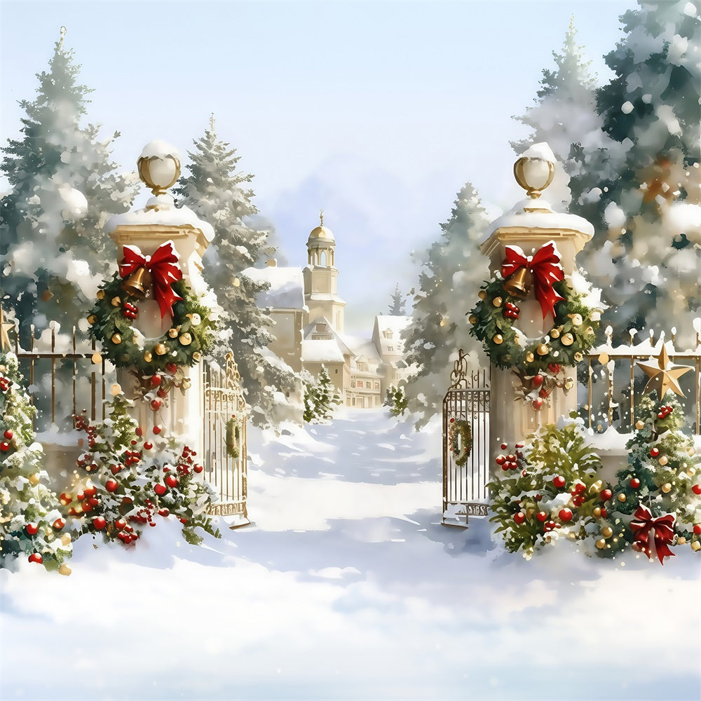 Weihnachten Fotografie Hintergrundkulissen Holiday Manor Tor Hintergrund MRR7-72