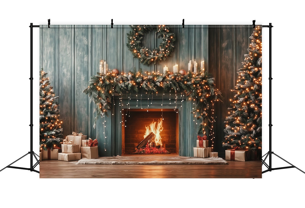 Weihnachten Kamin Backdrop Cozy Pine Mantel Backdrop MRR7-81