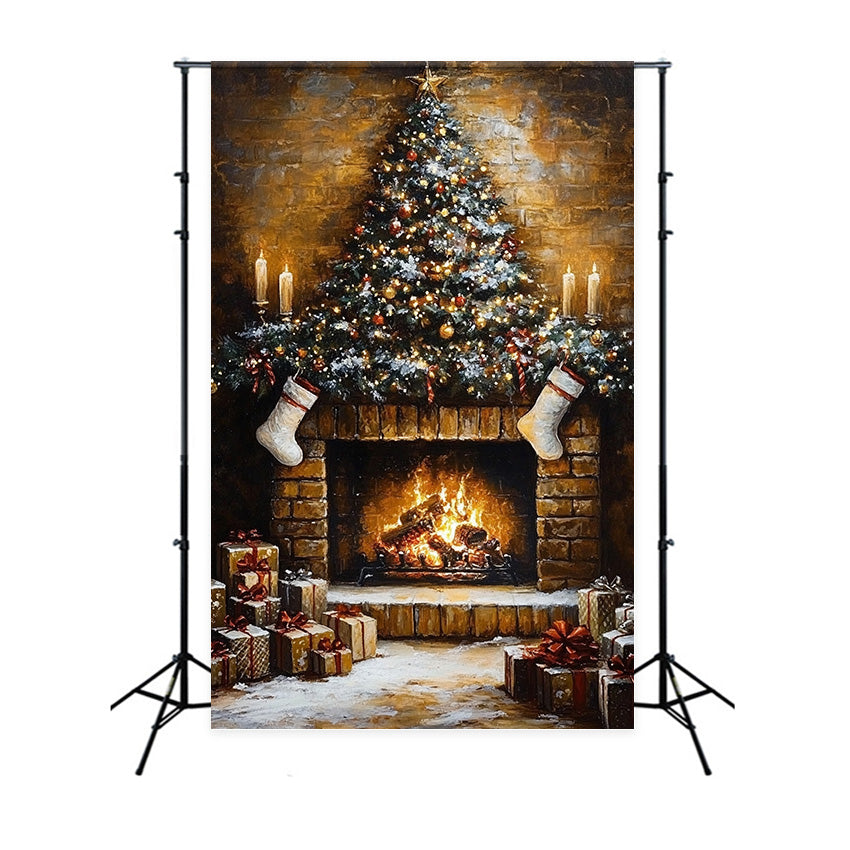Weihnachten Kamin Hintergrund Vintage Kamin glühen Hintergrund MRR7-86