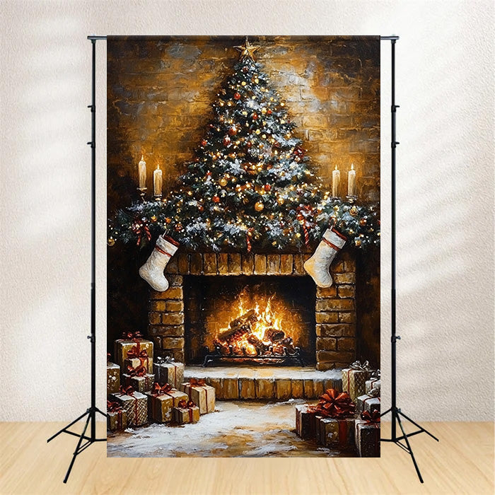 Weihnachten Kamin Hintergrund Vintage Kamin glühen Hintergrund MRR7-86