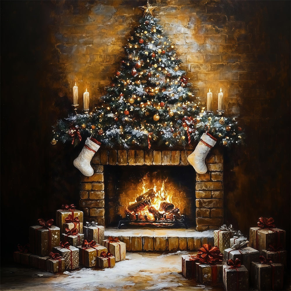 Weihnachten Kamin Hintergrund Vintage Kamin glühen Hintergrund MRR7-86
