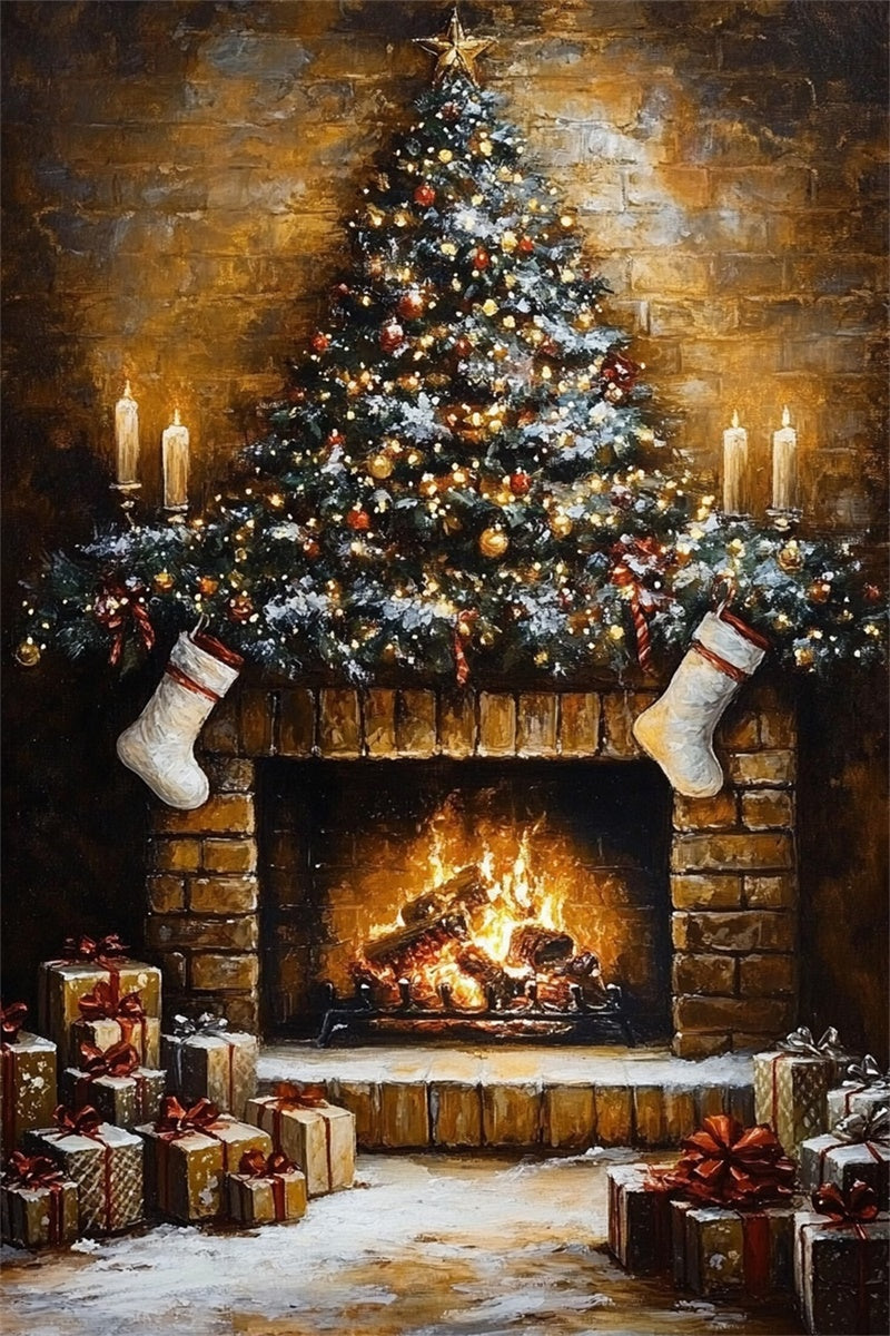 Weihnachten Kamin Hintergrund Vintage Kamin glühen Hintergrund MRR7-86
