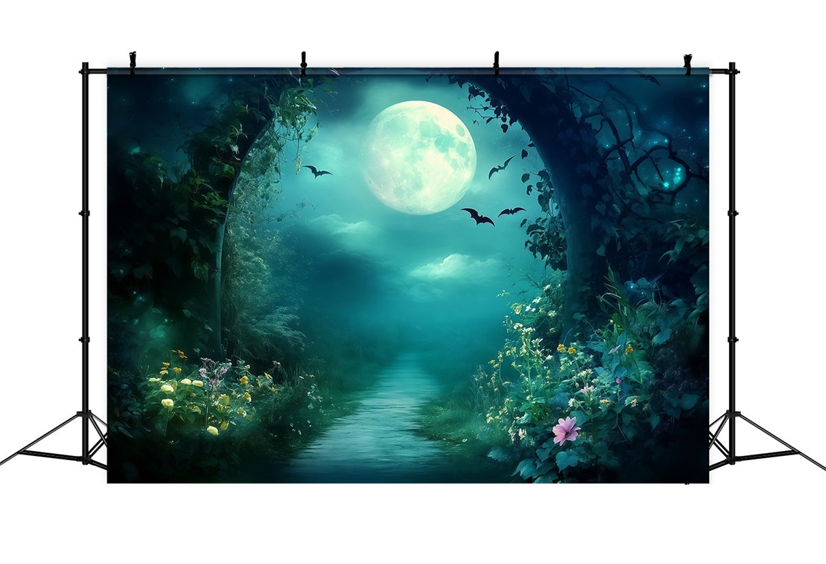 Nacht Wald Backdrop Mitternachtsblüten Pfad Foto Hintergrund MRR7-99
