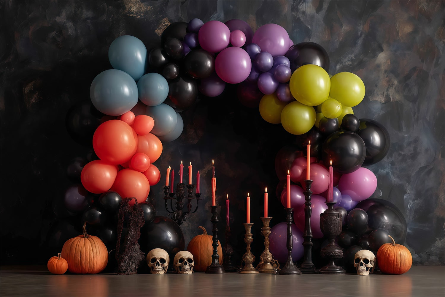 Halloween Wandhintergrund Bunter Ballonbogen Halloween Hintergrund für Fotos MRR8-1