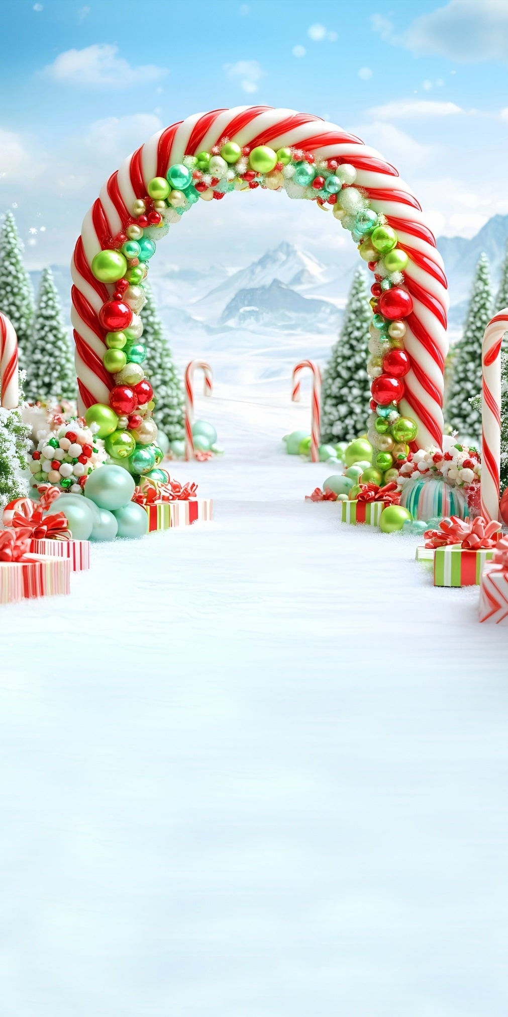 Holiday Backdrop Schneemass Classic Candy Arch Weihnachten Backdrop Ideen MRR8-112