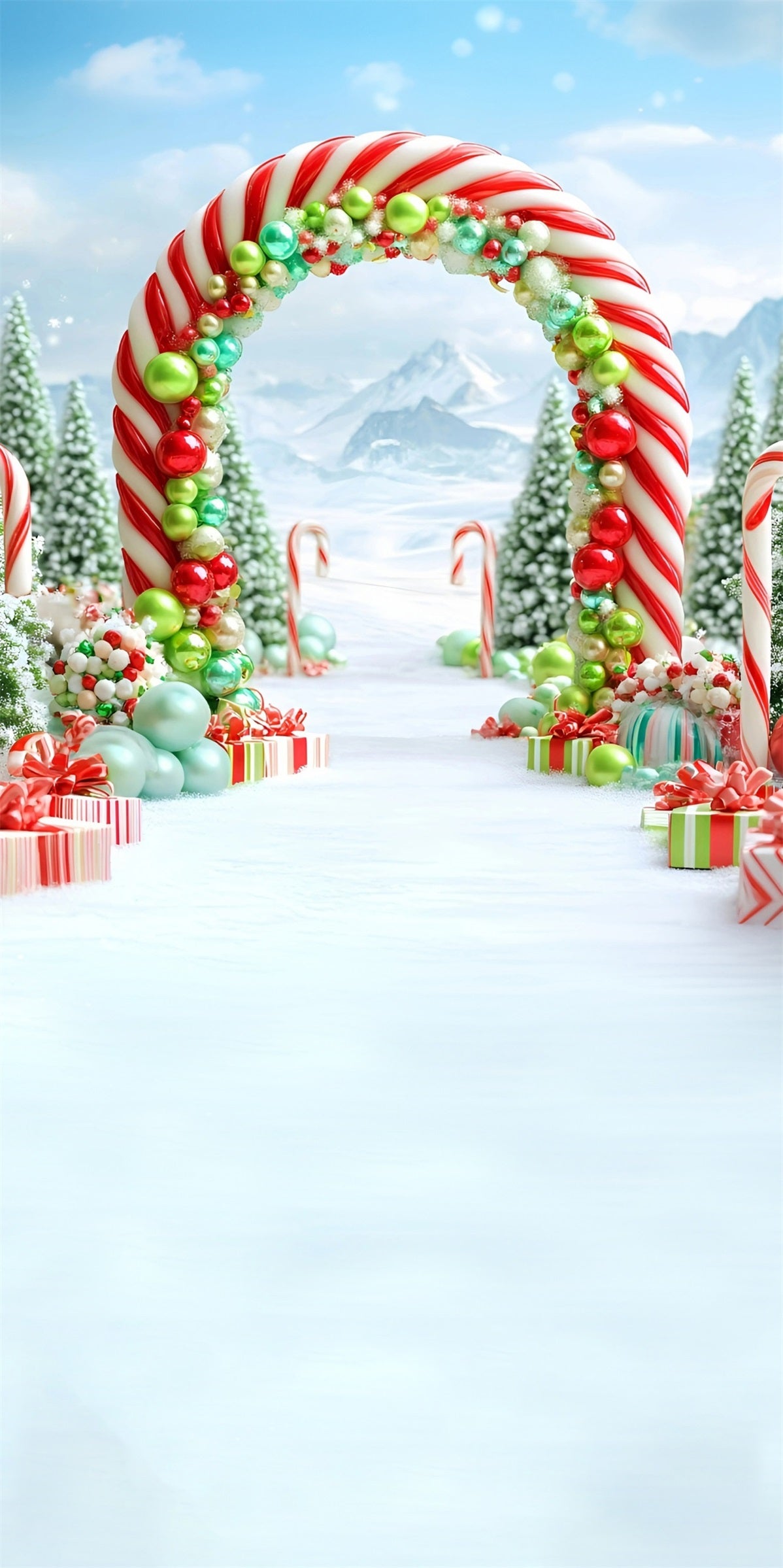 Holiday Backdrop Schneemass Classic Candy Arch Weihnachten Backdrop Ideen MRR8-112