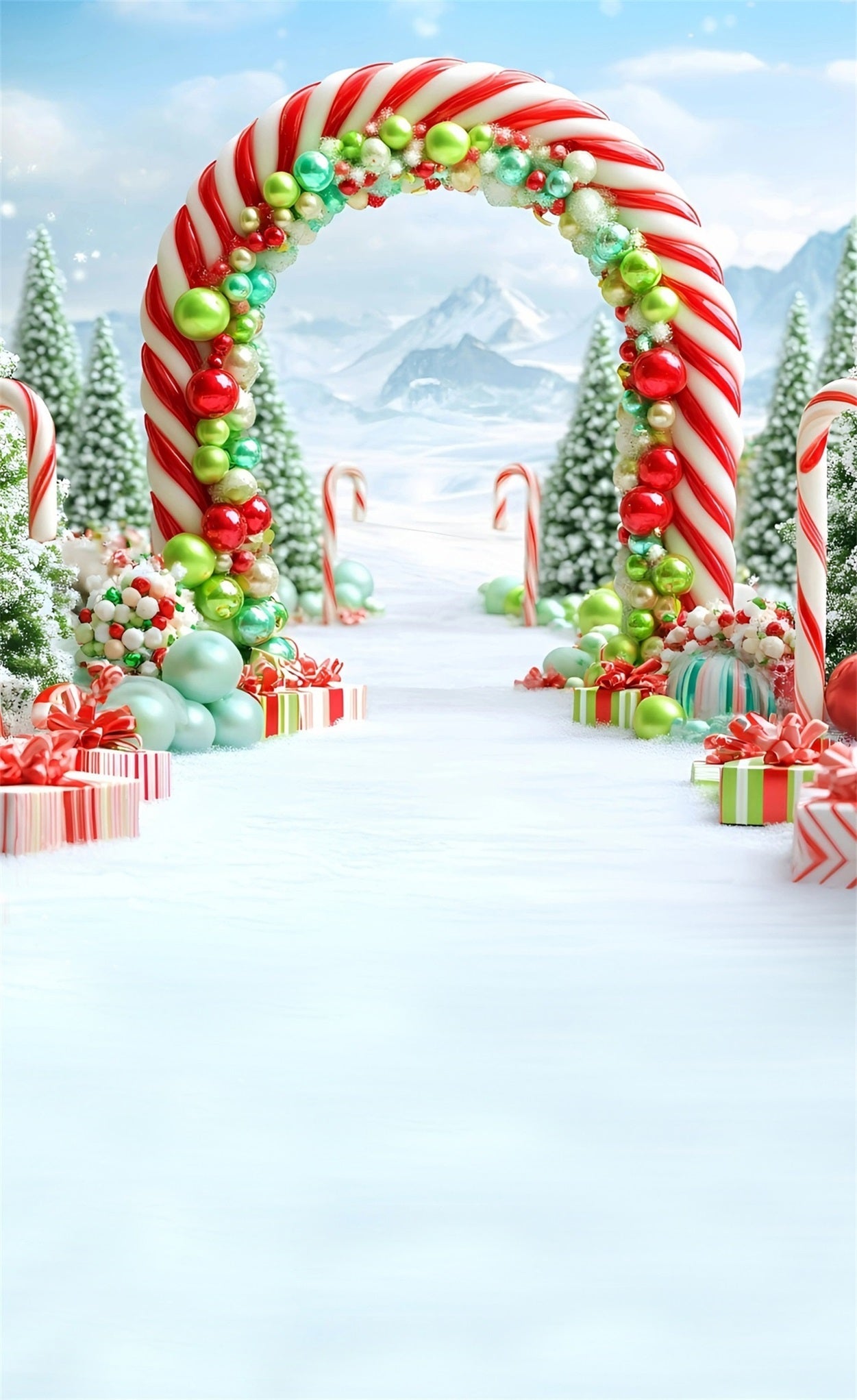 Holiday Backdrop Schneemass Classic Candy Arch Weihnachten Backdrop Ideen MRR8-112
